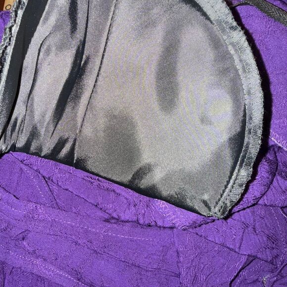 Vintage 90s Karin Stevens Purple Textured Rayon 2-Piece Maxi Dress Set Size 6 Ja - Picture 15 of 15